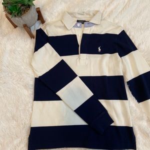 Polo blue and white striped long sleeve